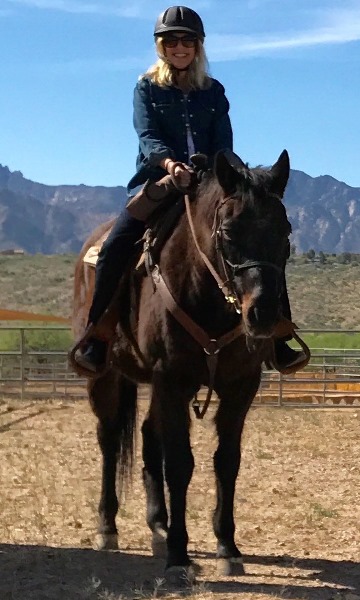 Julie Potiker and Checkers the horse at Miraval Life in Balance Spa
